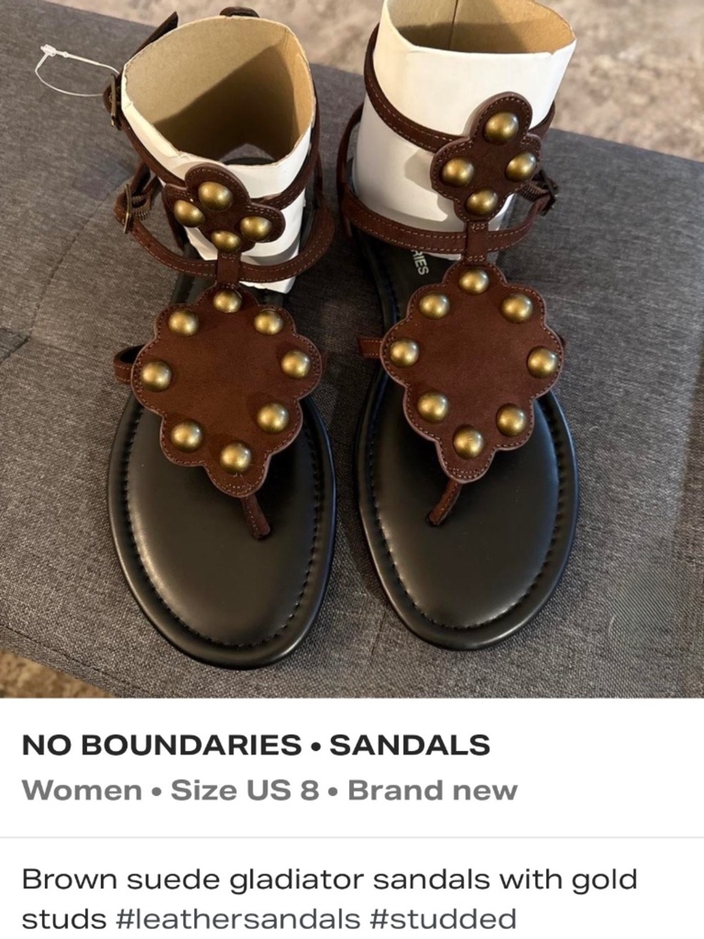 Brown studded gladiator sandals